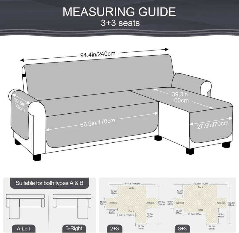 TAOCOCO Chaiselongue Sofabezug L Form, Wasserdichter Stretch Sofa überzug, Sofaschoner rutschfest, M
