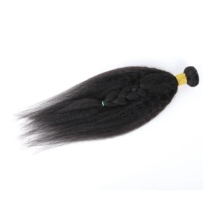 Kinky Straight Human Hair ，Single Bundle 14 Inch Yaki Straight Human Hair Extensions One Bundles， 10