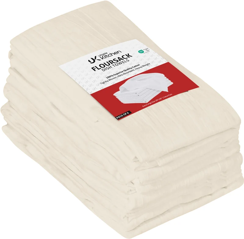 Utopia Kitchen Geschirrtücher für Mehlsack, 71,1 x 71,1 cm, ungebleicht, ringgesponnen, 100 % Baumwo