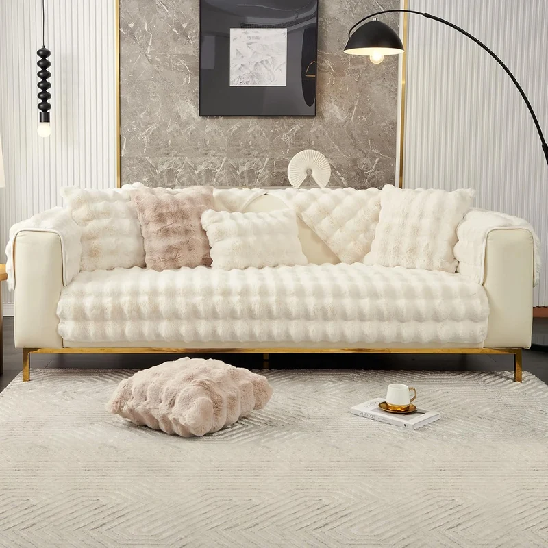Weiche dicke Plüschsofa Kissenbezüge - Neue rutschfeste Sofaabdeckungen 1 2 3 Sitzer Couchabdeckunge