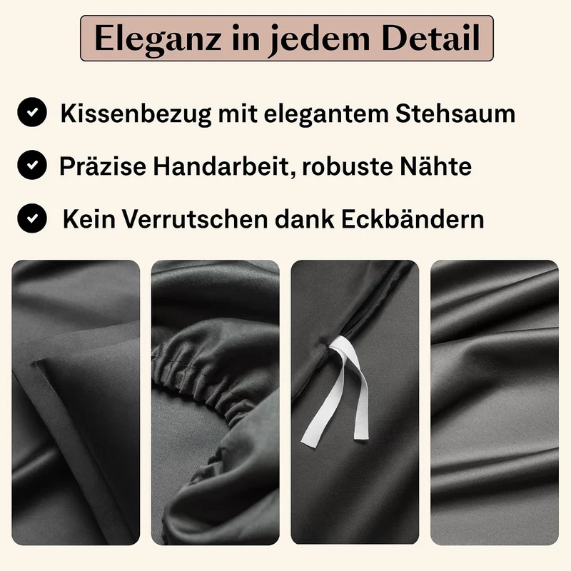Amqua Mako Satin Kissenbezug 2er Set Kissenbezüge 65x65 cm, 100% ägyptische Baumwolle (Zertifiziert)