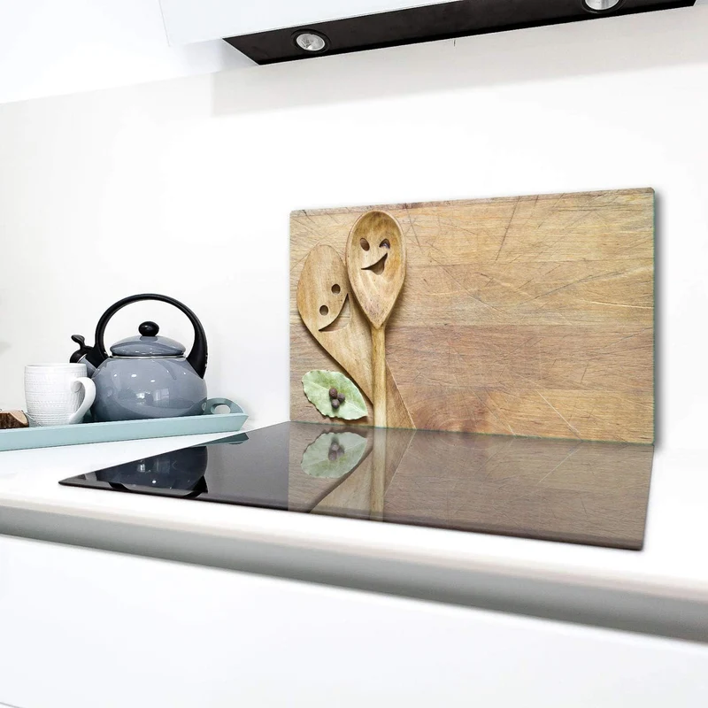 TMK | Herdabdeckplatte 90x52 cm Glas Ceranfeldabdeckung Induktion Herdschutz Spritzschutz Glasplatte
