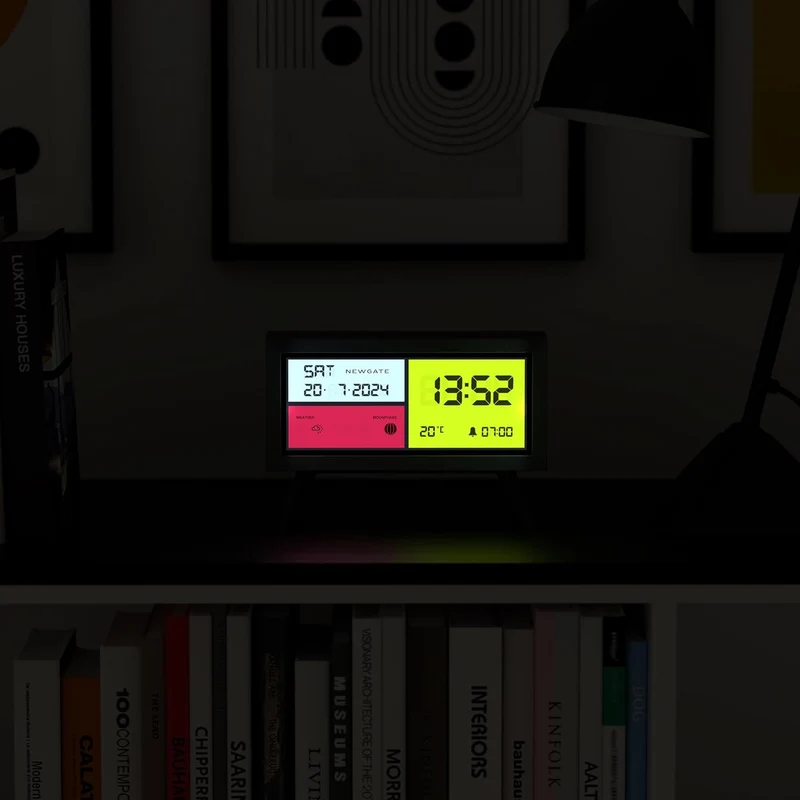 NEWGATE® Spectronoma Moderner LCD-Wecker, Schwarz, Schwarz