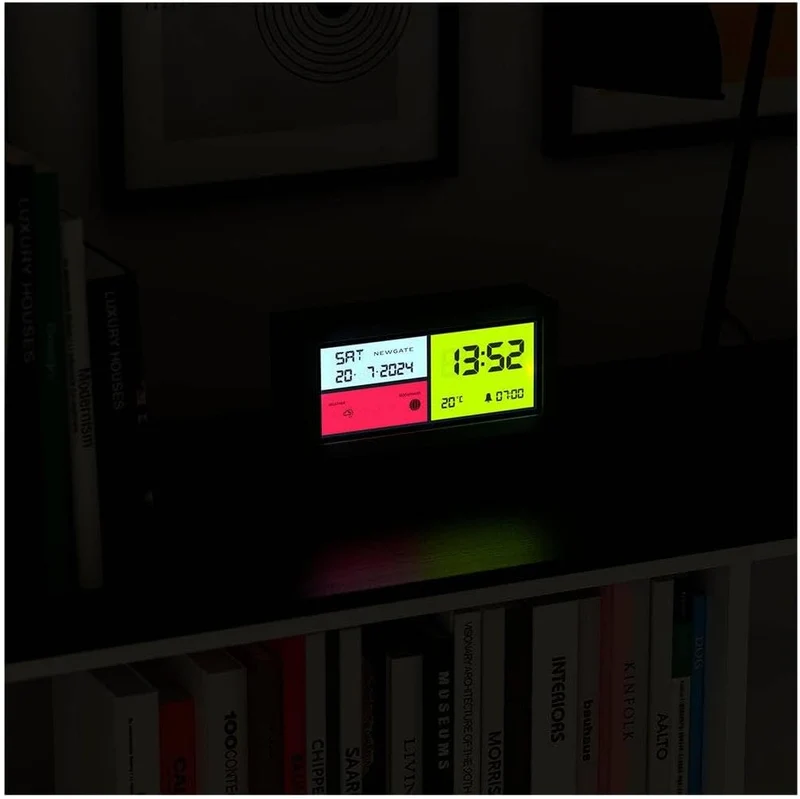 NEWGATE® Spectronoma Moderner LCD-Wecker, Schwarz, Schwarz
