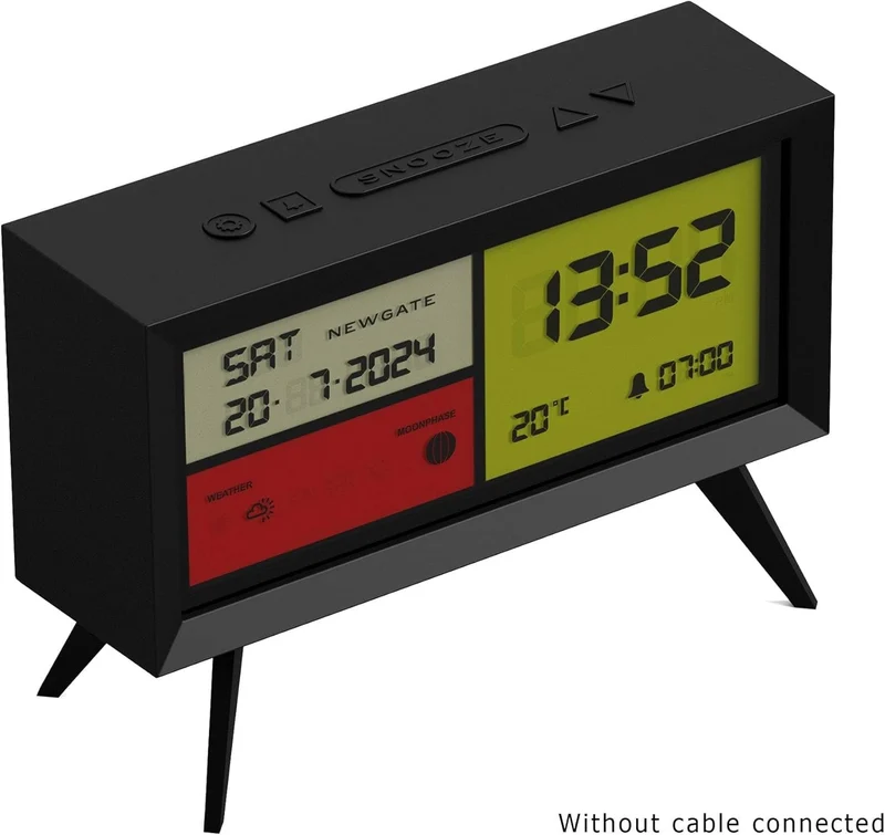 NEWGATE® Spectronoma Moderner LCD-Wecker, Schwarz, Schwarz