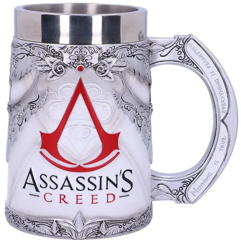 Nemesis Now B5296S0 Officially Licensed White Game Tankard, Resin w. Stainless Steel Bierkrug, offiz
