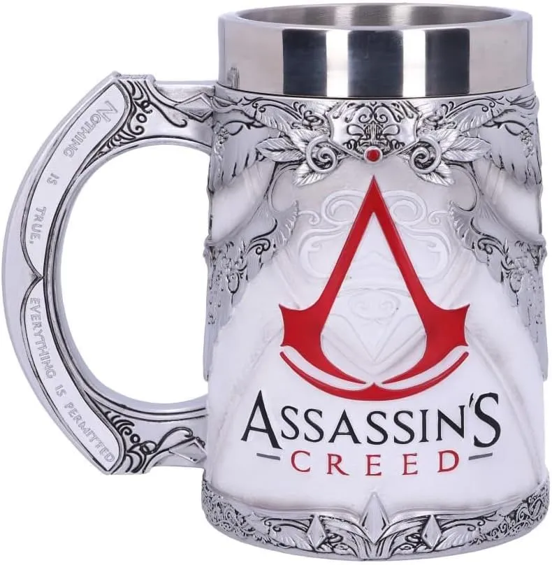 Nemesis Now B5296S0 Officially Licensed White Game Tankard, Resin w. Stainless Steel Bierkrug, offiz