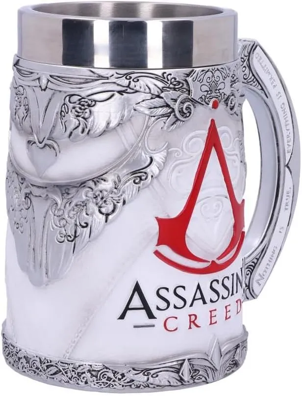 Nemesis Now B5296S0 Officially Licensed White Game Tankard, Resin w. Stainless Steel Bierkrug, offiz