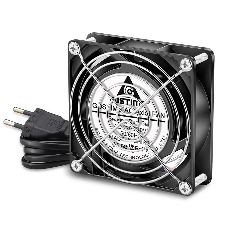 GDSTIME 80mm Lüfter 80 x 25mm 230V Lüfter Dual Kugellager 240V 80mm Lüfter AC 220V Kühlung Lüfter 80