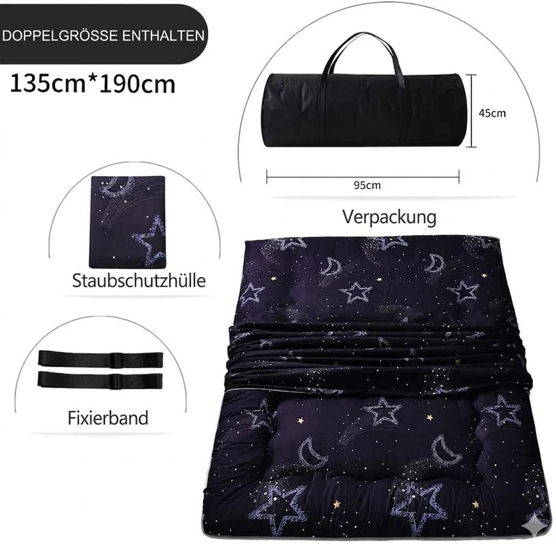 MAXYOYO Japanische Bodenmatratze Futonmatratze, Verdicken Tatami Matte Isomatte Faltbare Roll Up Mat