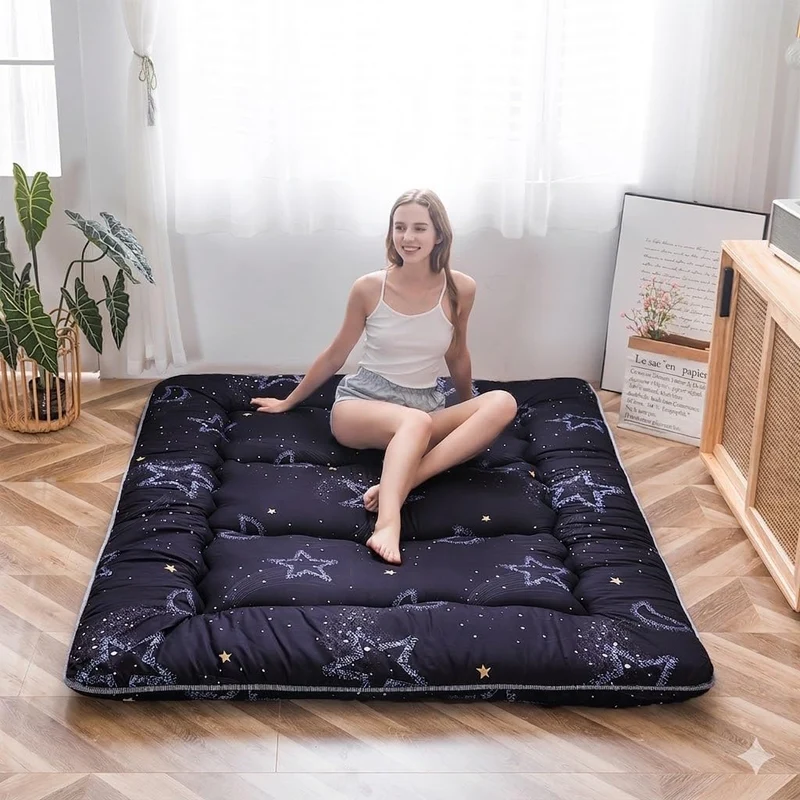 MAXYOYO Japanische Bodenmatratze Futonmatratze, Verdicken Tatami Matte Isomatte Faltbare Roll Up Mat