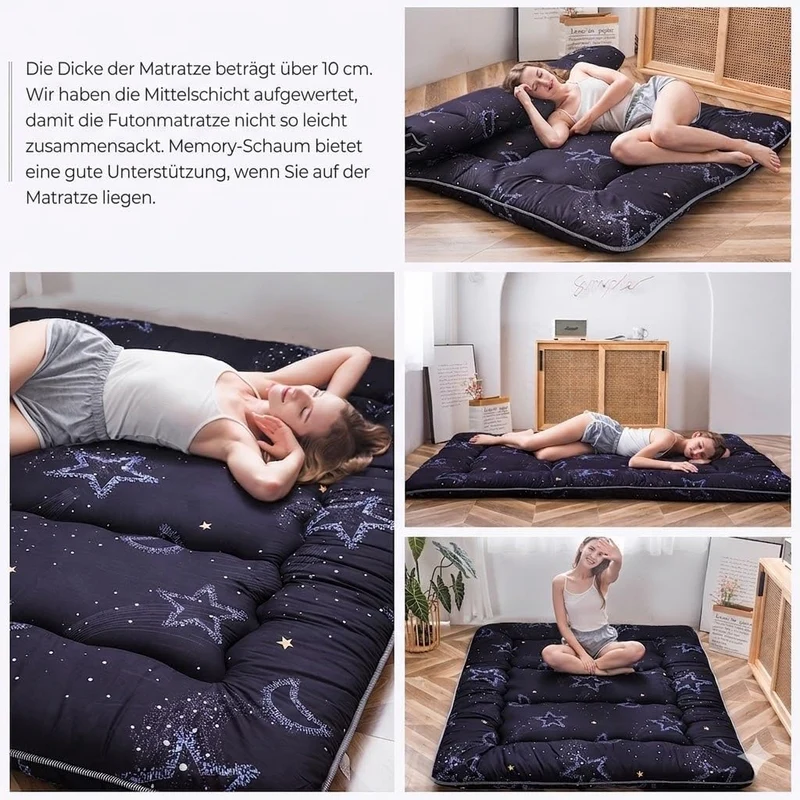 MAXYOYO Japanische Bodenmatratze Futonmatratze, Verdicken Tatami Matte Isomatte Faltbare Roll Up Mat