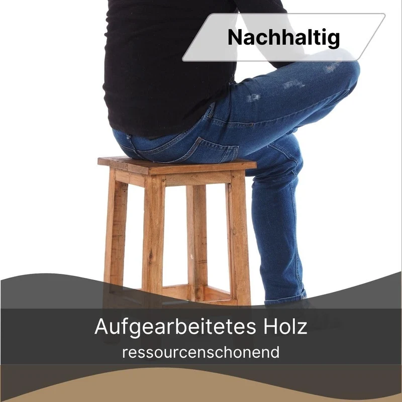DESIGN DELIGHTS RUSTIKALER Holz SITZHOCKER Madero | 48x30x30 cm (HxBxT), Recyclingholz | Holzhocker