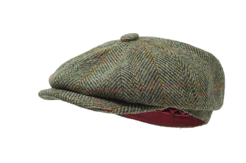 Borges & Scott Lomond Schirmmütze Newsboy – Schiebermütze aus 100% handgewebter Wolle - Harris Tweed