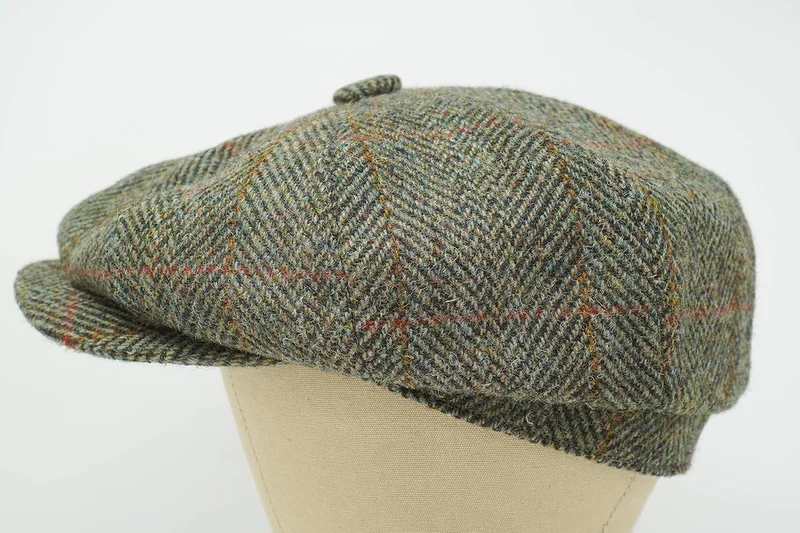 Borges & Scott Lomond Schirmmütze Newsboy – Schiebermütze aus 100% handgewebter Wolle - Harris Tweed