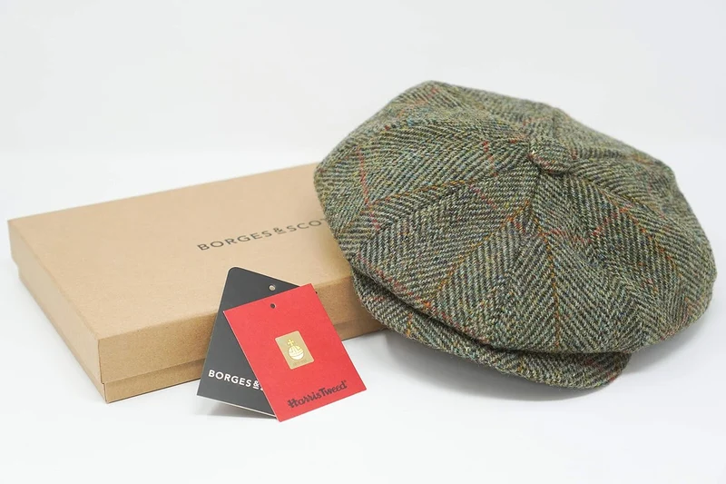 Borges & Scott Lomond Schirmmütze Newsboy – Schiebermütze aus 100% handgewebter Wolle - Harris Tweed