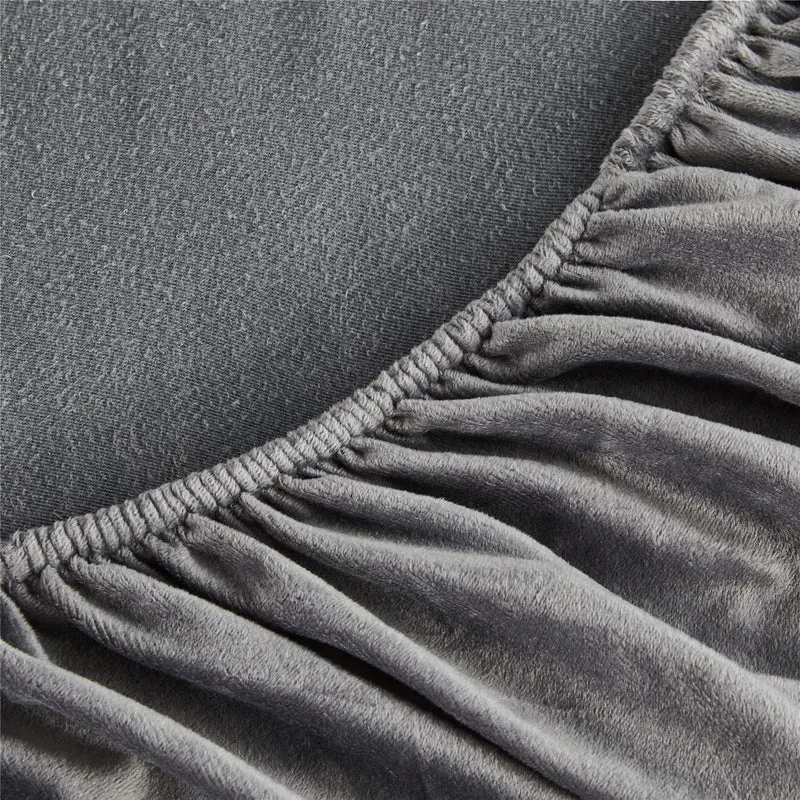 Boqingzhu Flauschige Plüsch Spannbettlaken 200x200cm Grau Fleece Flanell Cashmere Touch Spannbetttuc