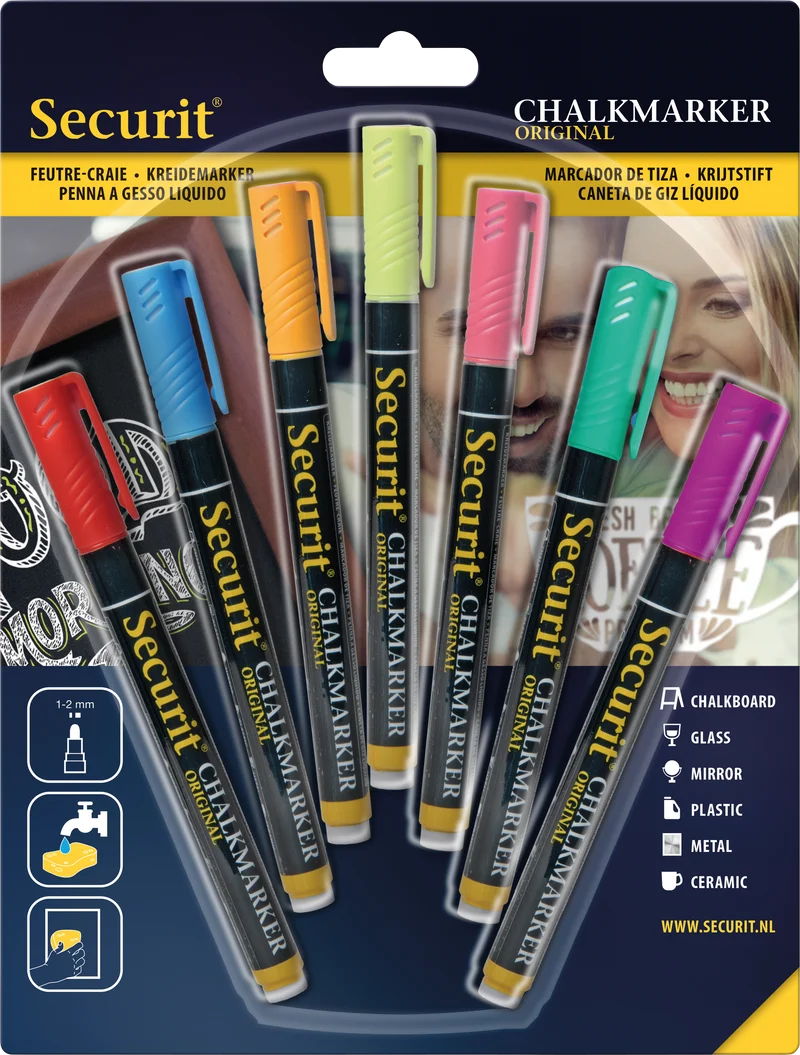 G. Vermes Kreidemarker Stärke 1-2mm bunt 7er