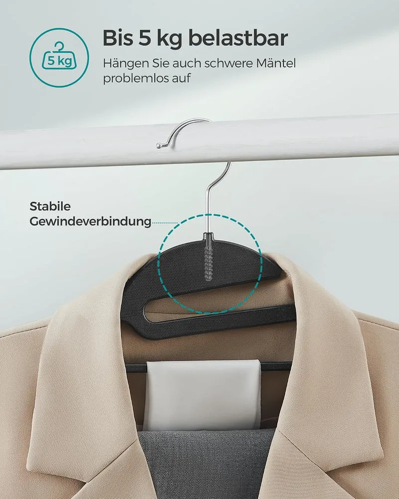 SONGMICS Kleiderbügel Kunststoff, 50er Set, Bügel mit U-förmiger Öffnung, rutschfest, platzsparend,