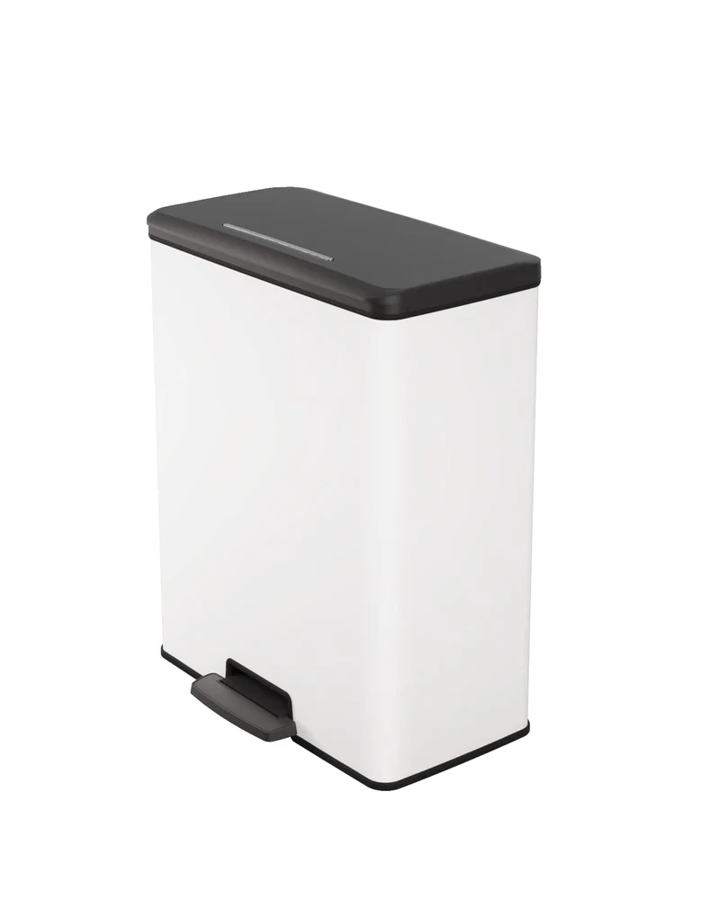 Curver Mülleimer Deco Rechteck, 65 l, Weiss, für Küche, Waschküche, Garage, 486 x 284 x 615 mm, Poly