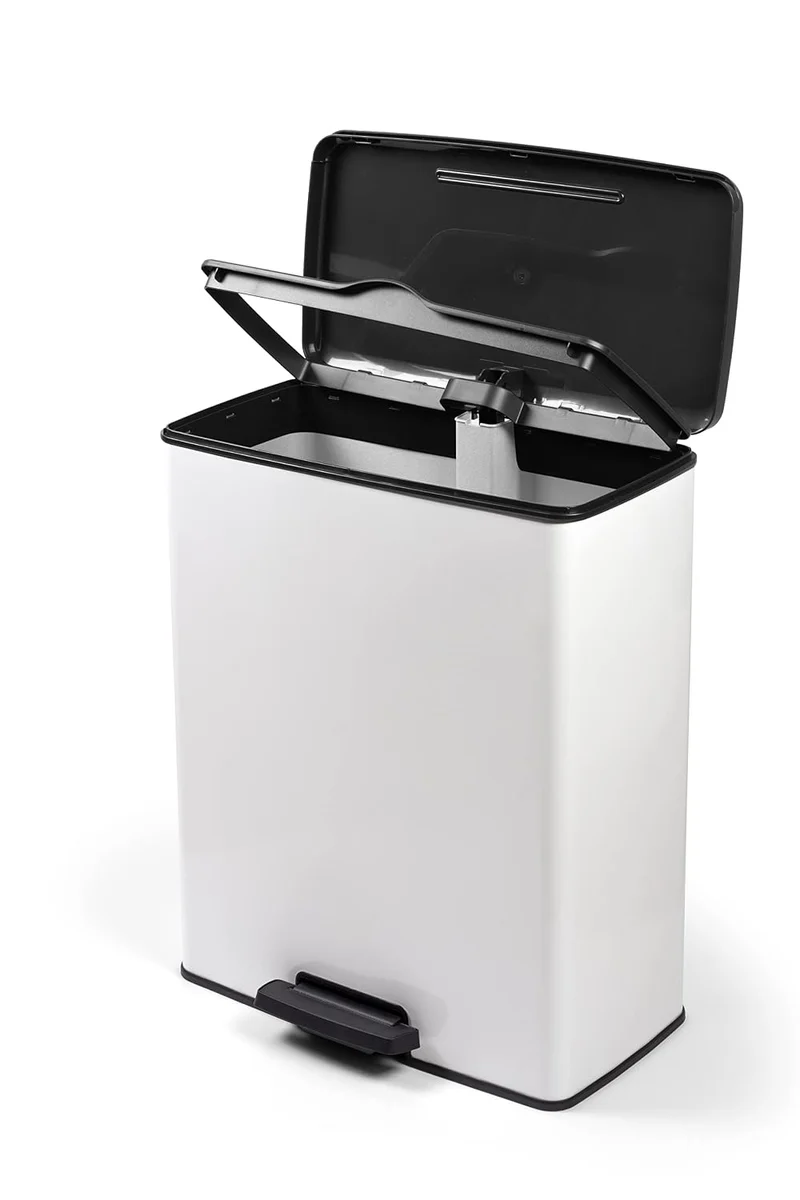 Curver Mülleimer Deco Rechteck, 65 l, Weiss, für Küche, Waschküche, Garage, 486 x 284 x 615 mm, Poly