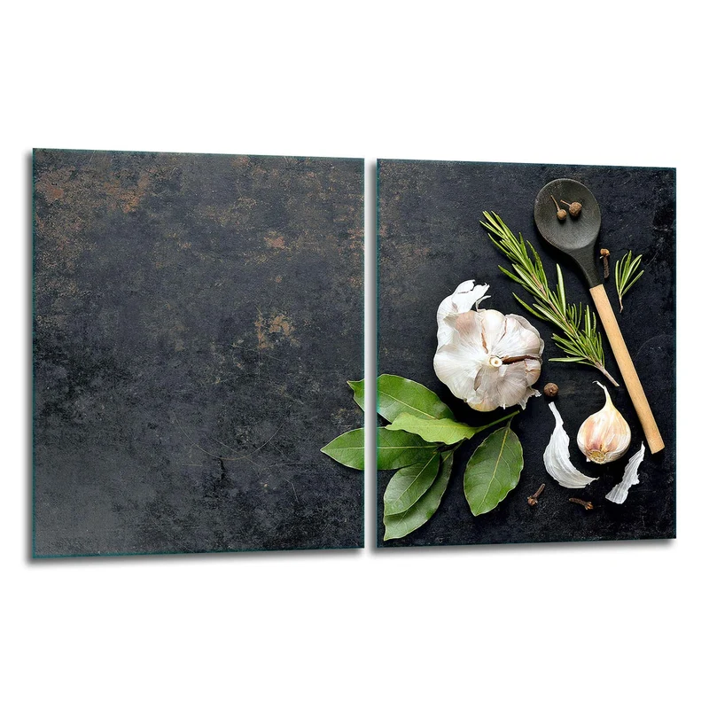TMK | Herdabdeckplatten Set 2x40x52 cm Ceranfeld Abdeckung Glas Spritzschutz Abdeckplatte Glasplatte