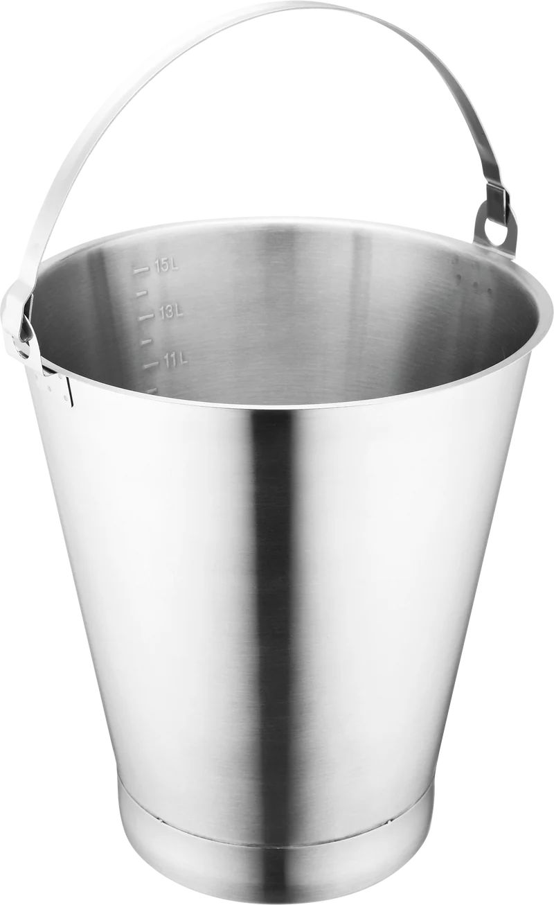 cent Eimer mit Skala und Bodenreifen, Edelstahl 15 Liter