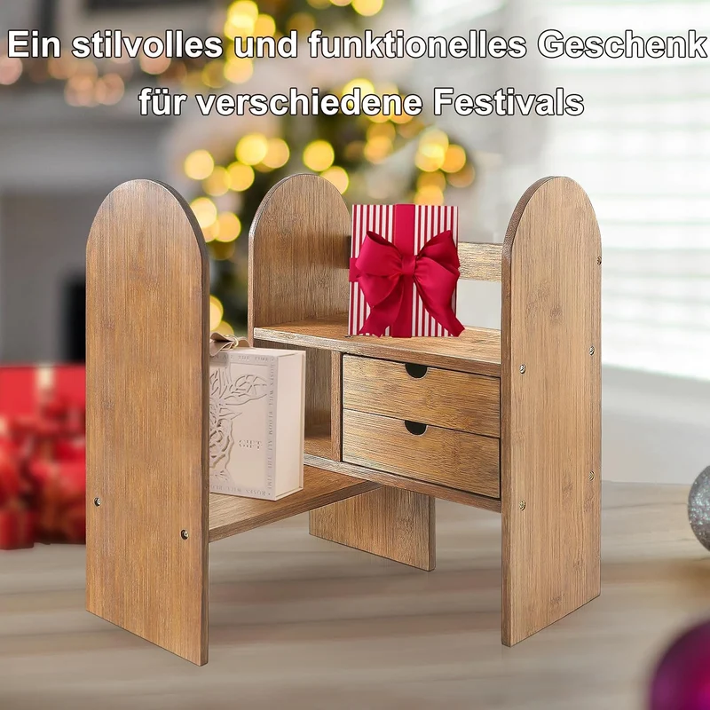 GUUSII HOME Desktop Bücherregal Tischregal für Büro Schreibtisch Regal Organizer Einstellbar mit Sch