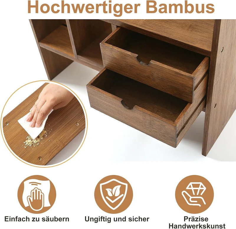 GUUSII HOME Desktop Bücherregal Tischregal für Büro Schreibtisch Regal Organizer Einstellbar mit Sch