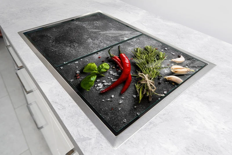TMK ArtDeko Herdabdeckplatten Set 70 x 52 cm Ceranfeld Abdeckung Glas Spritzschutz Abdeckplatte Glas