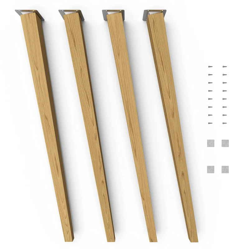 Sossai® Holz-Tischbeine - Clif Square | Öl-Finish | Höhe: 71 cm | HMF4 | eckig, konisch (schräge Aus