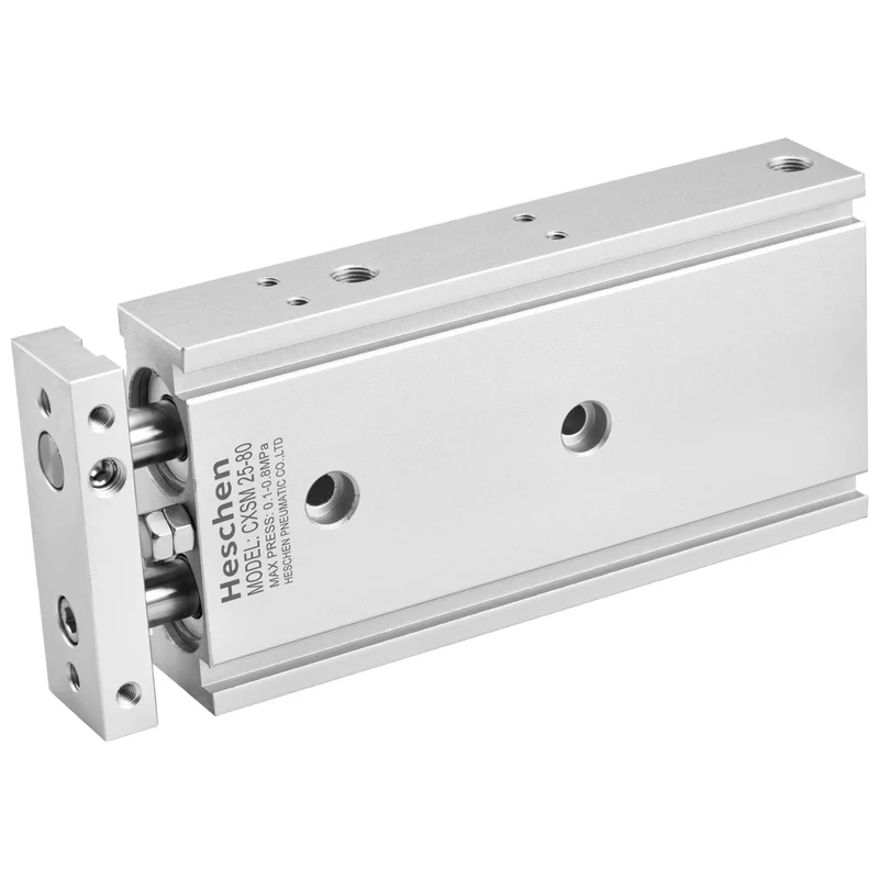 Heschen Doppelter Aluminium-Luftzylinder CXSM 25-80, Führungsstangen-Platte, Doppelstabgeführt, Pneu