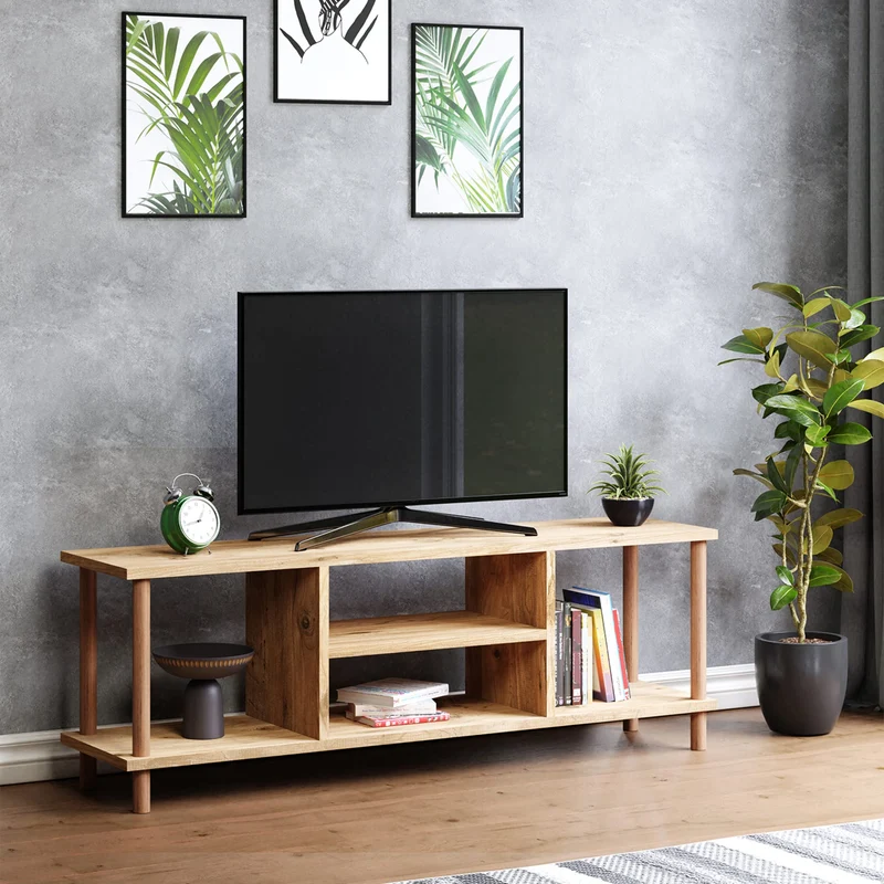 [en.casa] TV Schrank Ærøskøbing mit 2 Ablagefächern TV Bank 43 x 120 x 29 cm Fernsehtisch mit 2 Stau