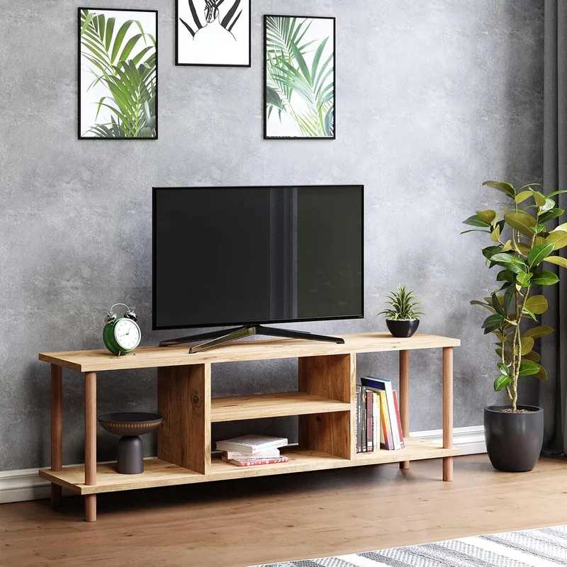 [en.casa] TV Schrank Ærøskøbing mit 2 Ablagefächern TV Bank 43 x 120 x 29 cm Fernsehtisch mit 2 Stau