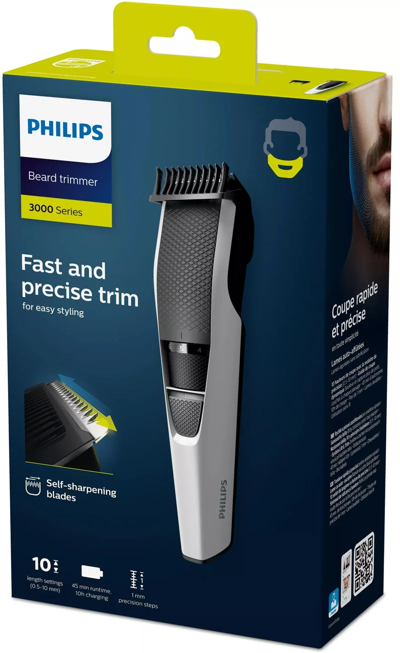 Philips 3000 series Beardtrimmer series 3000 BT3206/14 Bartschneider - Waschbar - Keine Wartung – muss nicht geölt werden - Akku - Schwarz - Silber