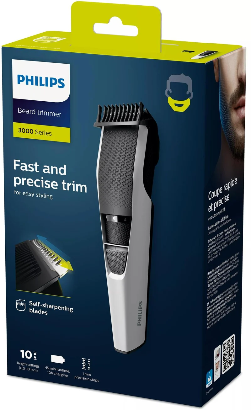 Philips 3000 series Beardtrimmer series 3000 BT3206/14 Bartschneider - Waschbar - Keine Wartung – muss nicht geölt werden - Akku - Schwarz - Silber