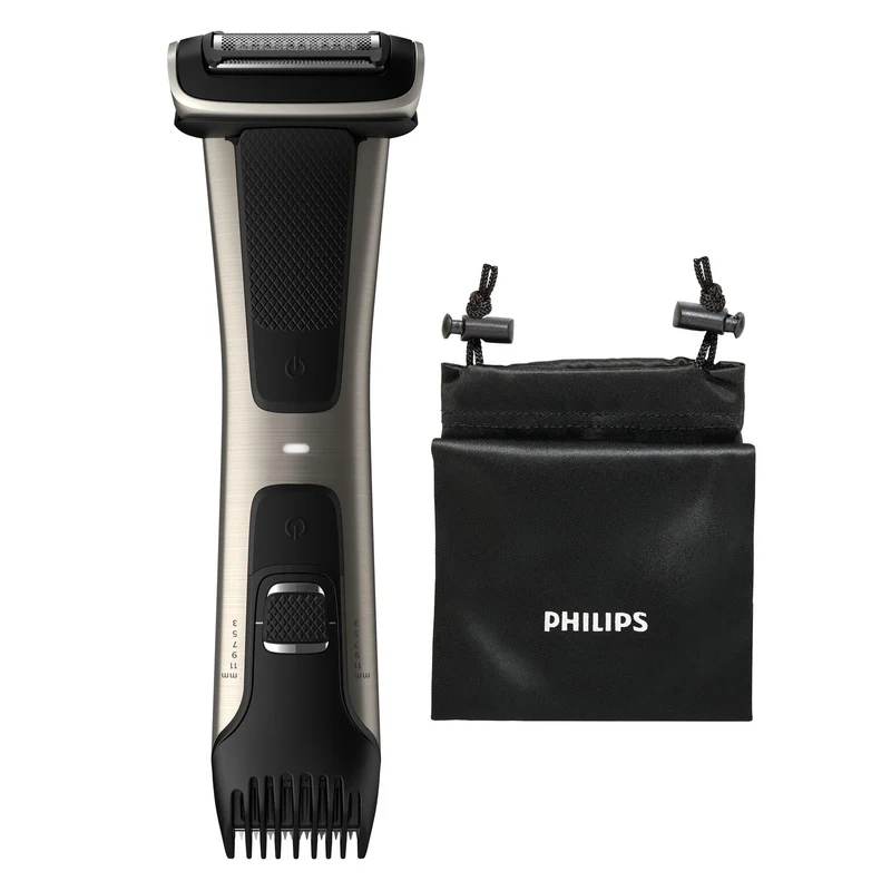 Philips 7000 series Bodygroom Series 7000 BG7025/15 Wasserfester Trimmer für Körper und Intimbereich - Nass & Trocken - Selbstschärfende Rollen - Keine Wartung – muss nicht geölt werden - Wechselstrom/Batterie - Schwarz