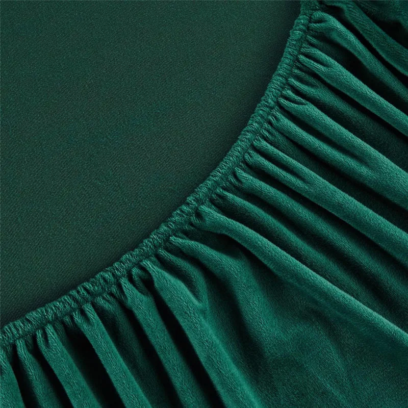 Boqingzhu Flauschige Plüsch Spannbettlaken 200x200cm Grün Dunkelgrün Fleece Flanell Cashmere Touch S