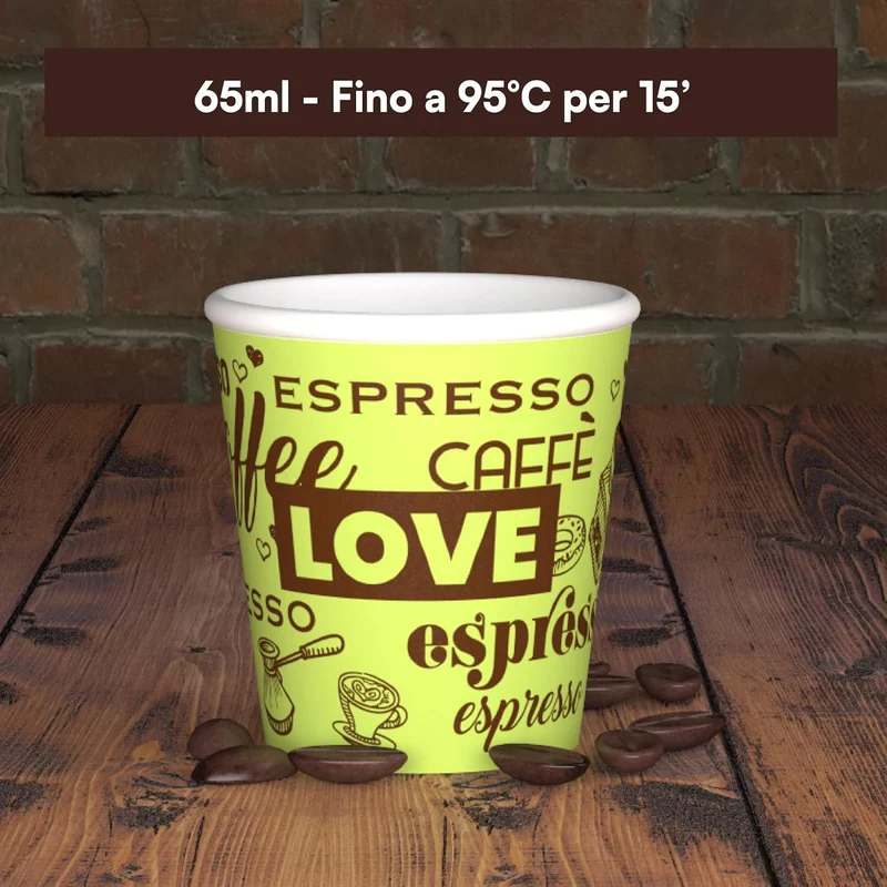 LoveGreenCUP 1000 Kaffeebecher aus Papier, 65 ml, umweltfreundlich, biologisch abbaubar, Einwegbeche