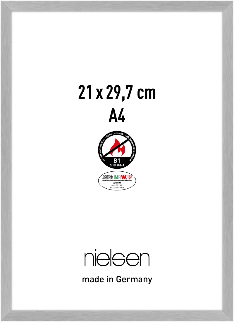 nielsen Aluminium Bilderrahmen C2-B1, 21x29,7 cm (A4), Struktur Silber Matt Struktur Silber Matt 21