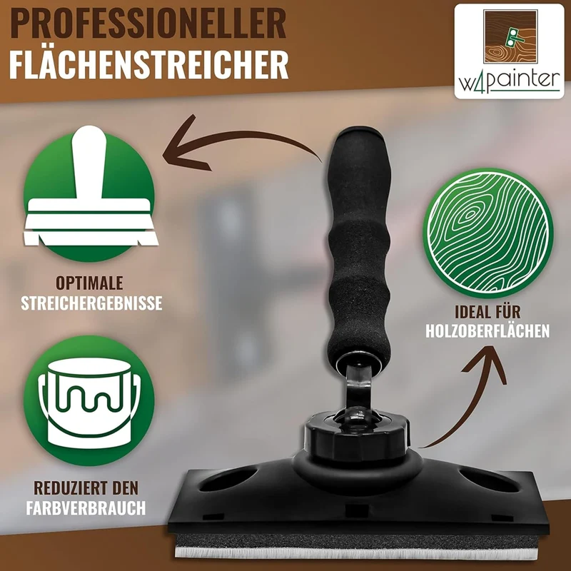 W4 Flächenstreicher für Holz - 3er Streichset Holz - ideale Pinsel Alternative - Streichwerkzeug für