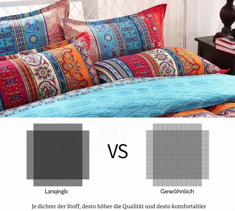 Lanqinglv Bohemian Bettwäsche 135x200 cm 2 Teilig Boho Indischen Mandala Bettwäsche Set Renforce mit