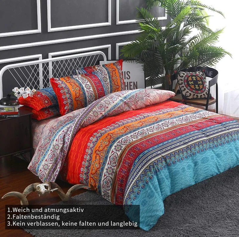 Lanqinglv Bohemian Bettwäsche 135x200 cm 2 Teilig Boho Indischen Mandala Bettwäsche Set Renforce mit
