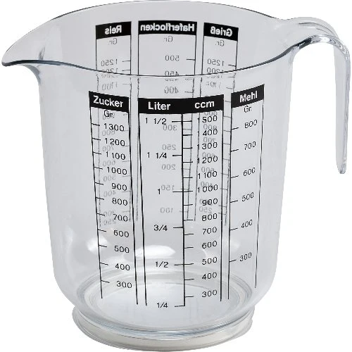 cent Messbecher 1500 ml transparent mit Gummifuß SAN