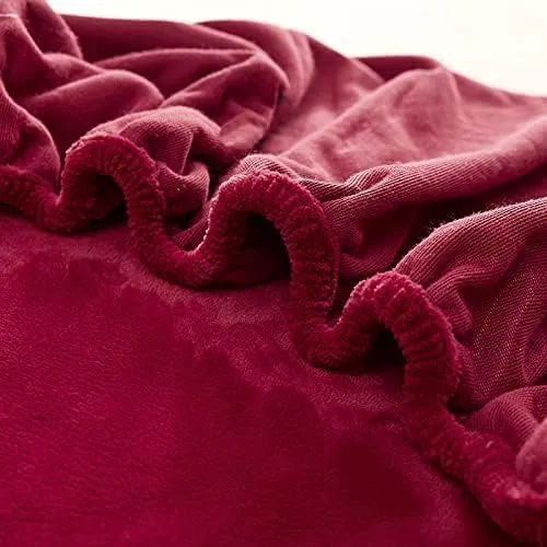 Damier Winter Spannbettlaken 200x200x30cm Rot Weinrot Plüsch Bettlaken Flauschige Cashmere Touch War