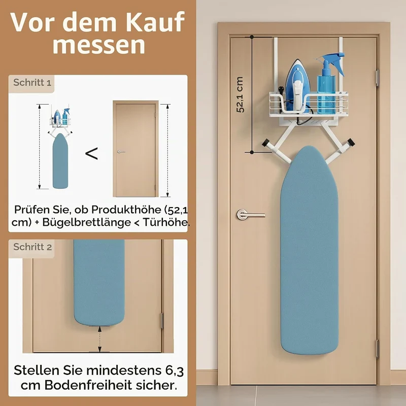 KES Bügelbretthalter Tür Hängen Bügeleisenhalter Bügelbrett Aufhänger Bügelbrett Halterung ohne Bohr