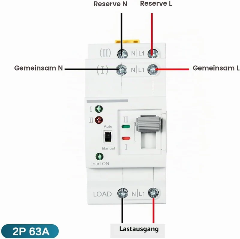 Automatischer Transferschalter, Haushalt G2R Din-Schiene 2P63A ATS Dual Power Automatischer Transfer