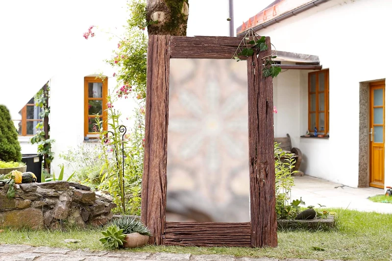WINDALF Rustikaler Wandspiegel IORLAS 120 cm Vintage Schlafzimmer Holzspiegel Handarbeit aus Wurzelh