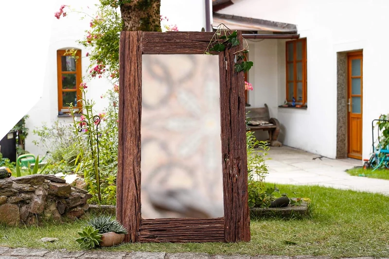 WINDALF Rustikaler Wandspiegel IORLAS 120 cm Vintage Schlafzimmer Holzspiegel Handarbeit aus Wurzelh