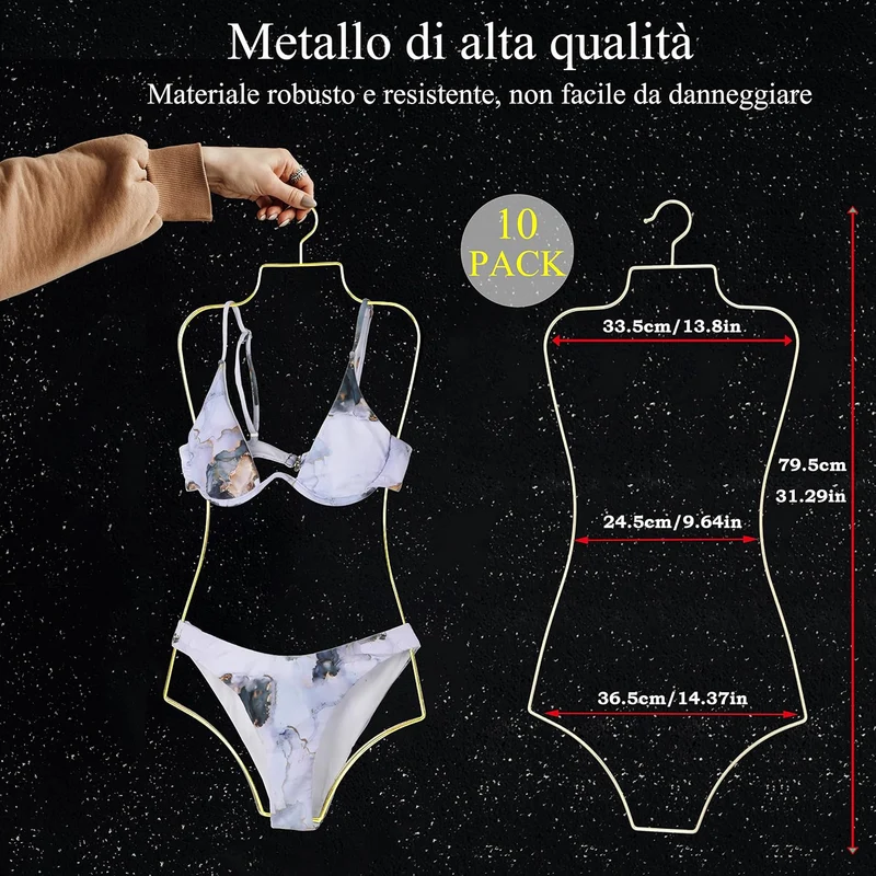 SYNHOZZ Gold draht Körperform Display Kleiderbügel Dessous Kleiderbügel (Gold) Packung mit 10 Metall